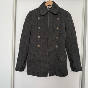 Grey Double-Breasted Wool Coat